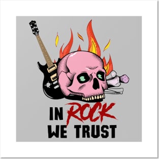 In rock we trust skull design Posters and Art